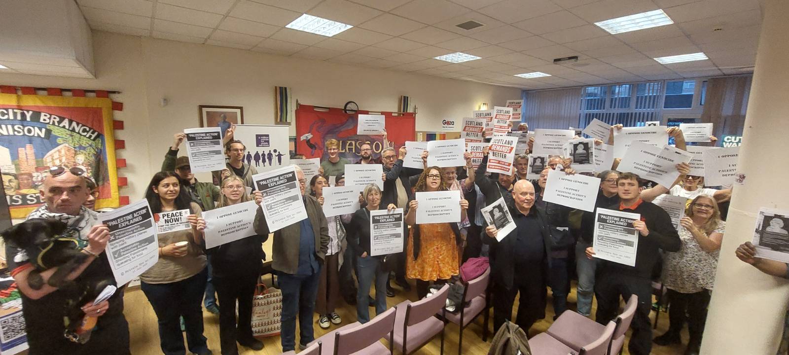 Glasgow meeting vows to continue challenging ban on Palestine Action and escalate campaign to stop Israel’s war machine